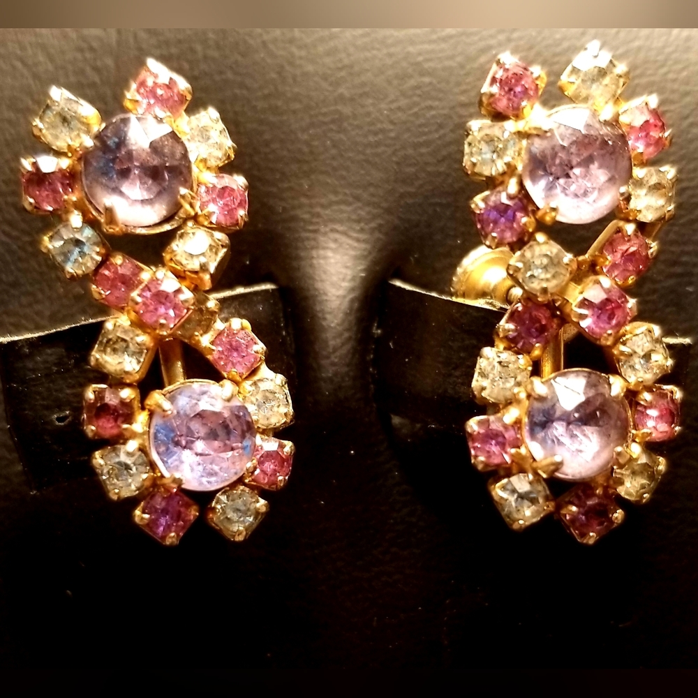 Vintage Multicolored Crystal Earrings